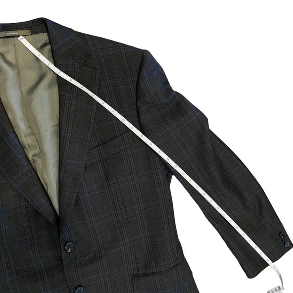 Ermenegildo‎ Zegna Men's Wool Jacket Blazer Grey Plaid Italy 2 Button 52R Flaws - Picture 10 of 16
